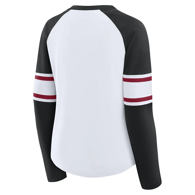 Women's Fanatics White/Black Atlanta Falcons Redzone Blitz Package Raglan Lace-Up V-Neck Long Sleeve T-Shirt