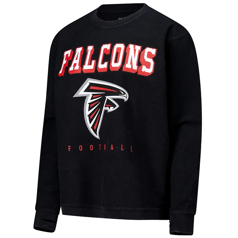 Sweat-shirt confortable en velours côtelé G-III 4Her par Carl Banks pour femme, noir, motif Atlanta Falcons