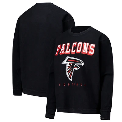 Sweat-shirt confortable en velours côtelé G-III 4Her par Carl Banks pour femme, noir, motif Atlanta Falcons