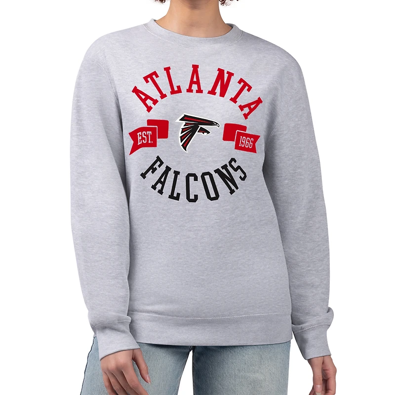 Sweat-shirt en polaire à imprimé graphique G-III 4Her par Carl Banks pour femme, gris chiné, des Falcons d'Atlanta.
