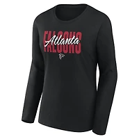 Women's Logo Athletic Black Atlanta Falcons Grip Long Sleeve T-Shirt