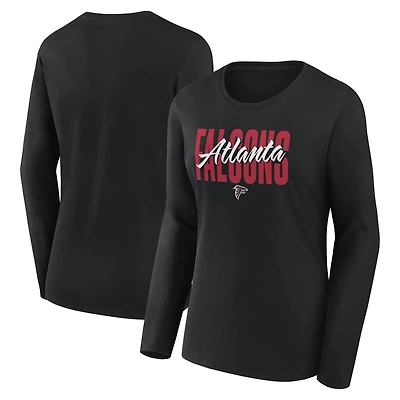 T-shirt à manches longues noir avec logo Atlanta Falcons pour femme