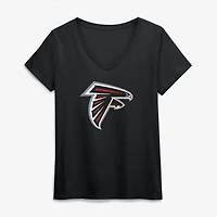 T-shirt à col en V noir logo principal des Falcons d'Atlanta pour femme