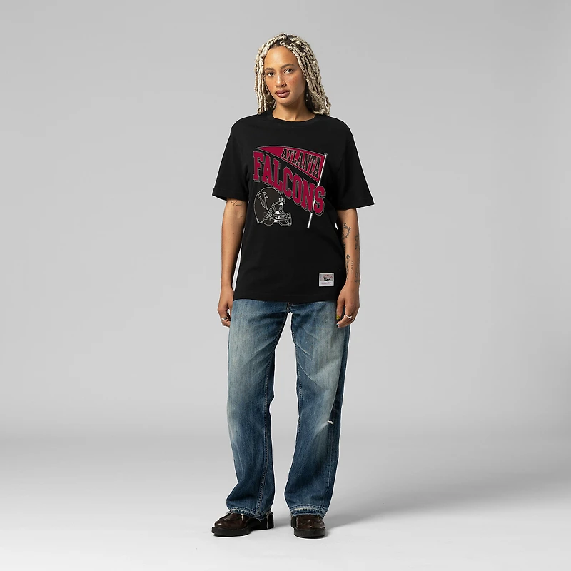 T-shirt noir Mitchell & Ness pour femme, motif petit ami dynamique des Falcons d'Atlanta