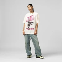 Women's Mitchell & Ness  Cream Atlanta Falcons Logo Rise Boyfriend T-Shirt