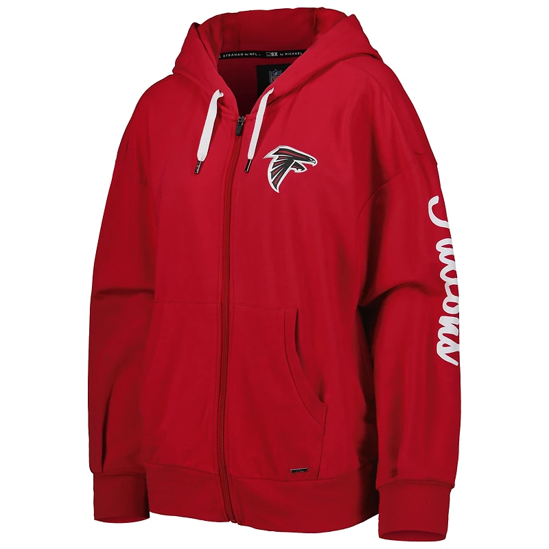 MSX by Michael Strahan pour femme Rouge Atlanta Falcons Emerson Sweat à capuche léger entièrement zippé
