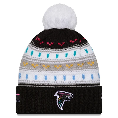 Women's New Era Black Atlanta Falcons 2025 NFL Crucial Catch Cuffed Knit Hat with Pom