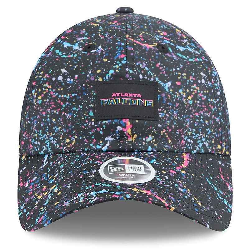 Casquette ajustable noire New Era Atlanta Falcons 2025 NFL Crucial Catch Pony Tail pour femme