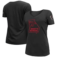 T-shirt à col en V noir New Era Atlanta Falcons Dirty Birds Kickoff pour femme
