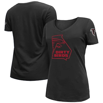 Women's New Era Black Atlanta Falcons Dirty Birds Kickoff V-Neck T-Shirt