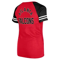 T-shirt raglan à lacets rouge Atlanta Falcons New Era pour femme