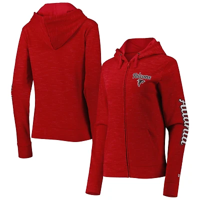 Sweat à capuche entièrement zippé pour femme Atlanta Falcons Reverse Space-Dye rouge New Era