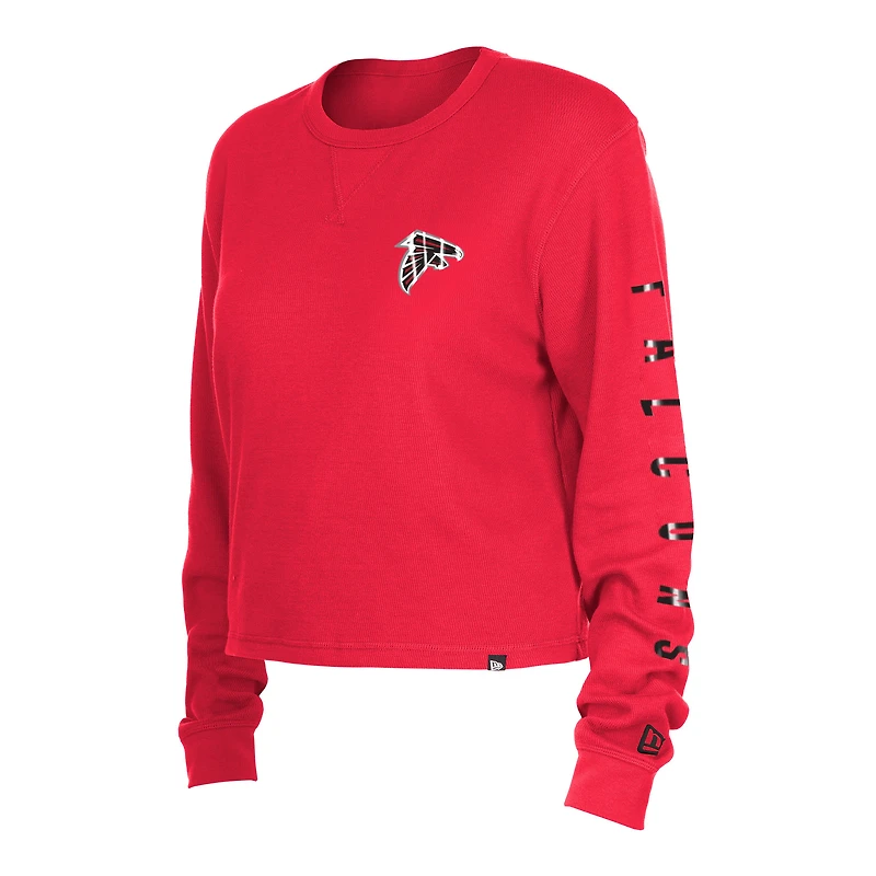 T-shirt court thermique à manches longues pour femme New Era Atlanta Falcons Sport Night rouge