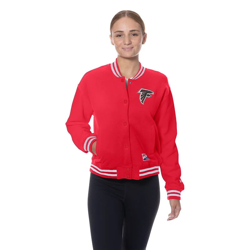 Women's New Era Red Atlanta Falcons Throwback Fleece Full-Snap Jacket