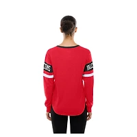 T-shirt à manches longues lacets rétro rouge des Falcons d'Atlanta New Era pour femme