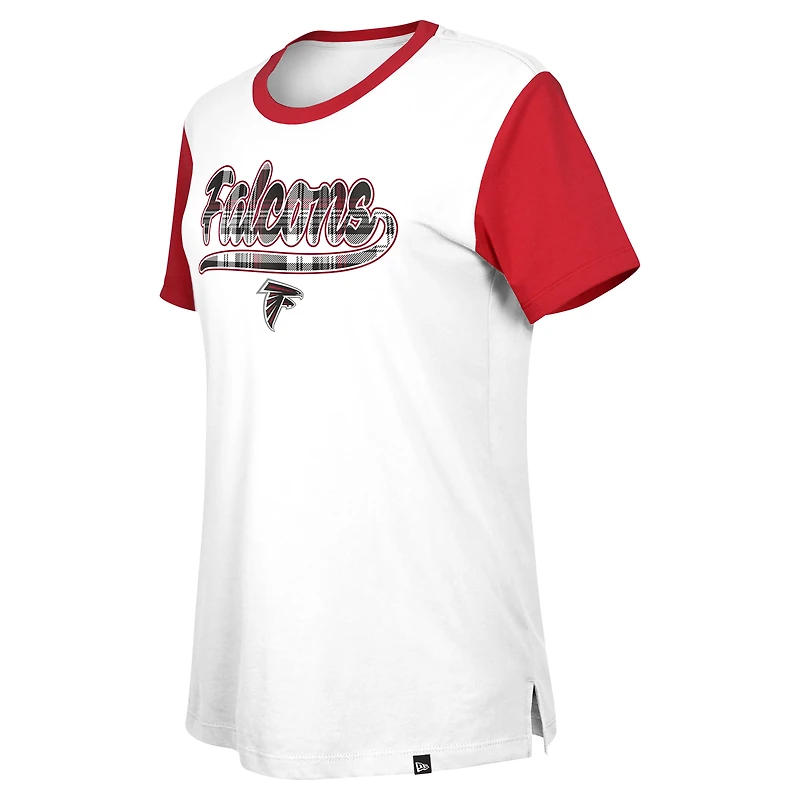 T-shirt 3rd Down des Falcons d'Atlanta New Era blanc/rouge pour femme