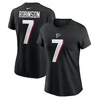 T-shirt Nike Bijan Robinson pour femme avec nom et numéro de joueur des Falcons d'Atlanta noir