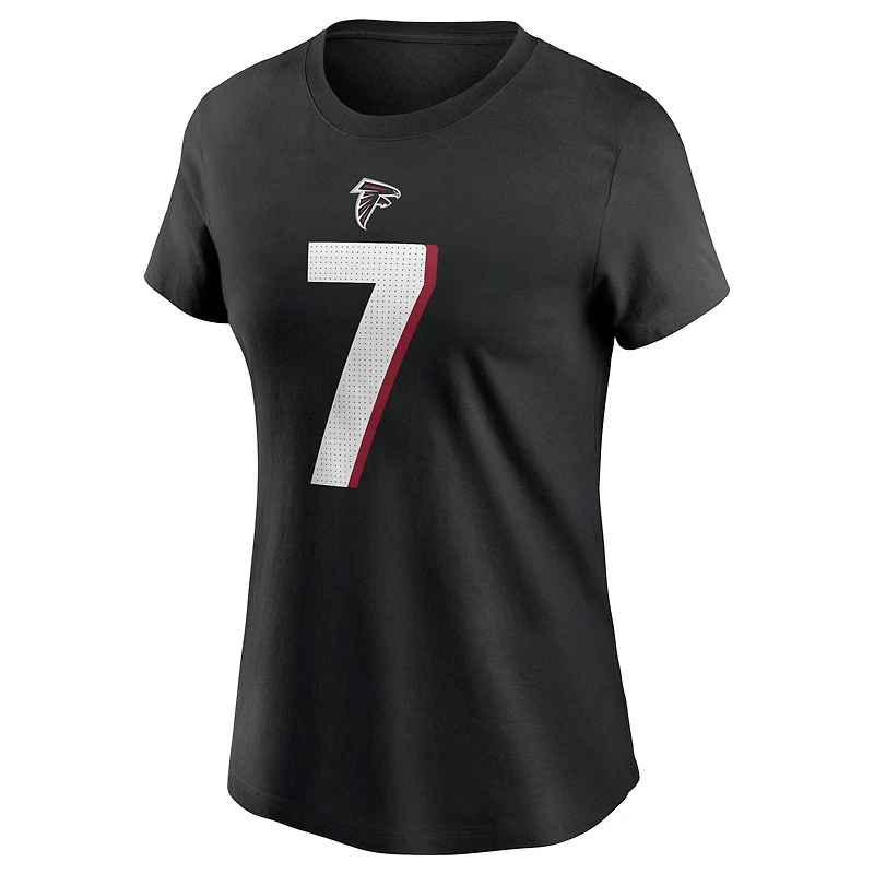 T-shirt Nike Bijan Robinson pour femme avec nom et numéro de joueur des Falcons d'Atlanta noir
