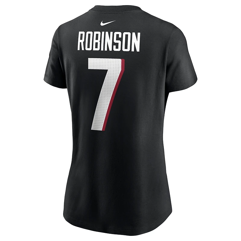 T-shirt Nike Bijan Robinson pour femme avec nom et numéro de joueur des Falcons d'Atlanta noir