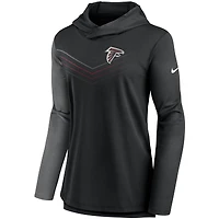 Women's Nike Black/Heathered Charcoal Atlanta Falcons Chevron Hoodie Performance Long Sleeve T-Shirt