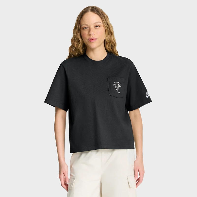 T-shirt Nike noir à poche carrée Atlanta Falcons Rewind pour femme