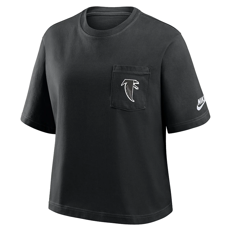 Women's Nike Black Atlanta Falcons Rewind Pocket Boxy T-Shirt
