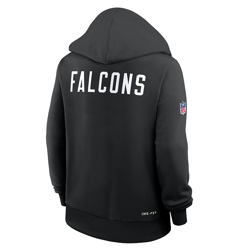 Sweat à capuche Nike noir Atlanta Falcons Throwback Sideline Standard Issue Dri-FIT pour femme