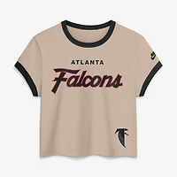 T-shirt court Nike Atlanta Falcons Rewind Ringer Mod couleur crème pour femme