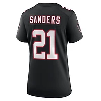 Maillot de match Nike Deion Sanders noir pour femme des Atlanta Falcons, joueur retraité remplaçant