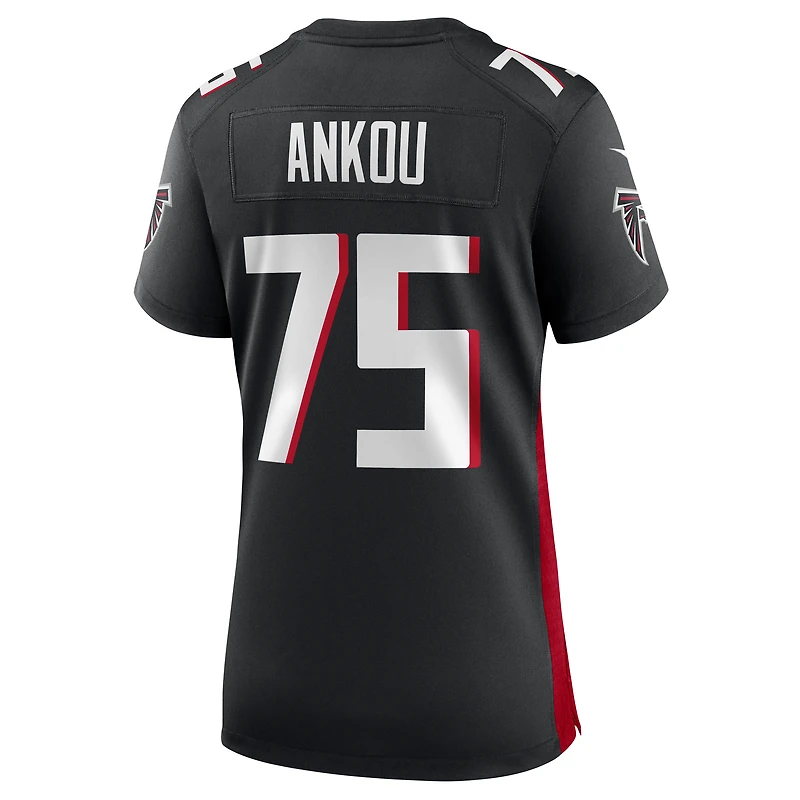Maillot de match Nike Eli Ankou des Falcons d'Atlanta noir pour femme