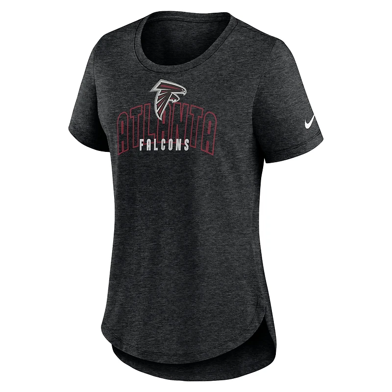 T-shirt à trois mélanges tendance Atlanta Falcons Nike pour femme, noir chiné