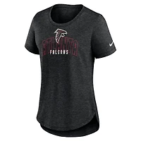 T-shirt à trois mélanges tendance Atlanta Falcons Nike pour femme, noir chiné