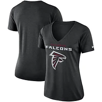 T-shirt à col en V pour femme Nike Atlanta Falcons Performance noir chiné