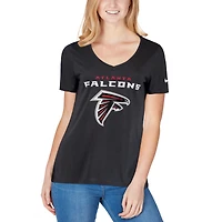 T-shirt à col en V pour femme Nike Atlanta Falcons Performance noir chiné