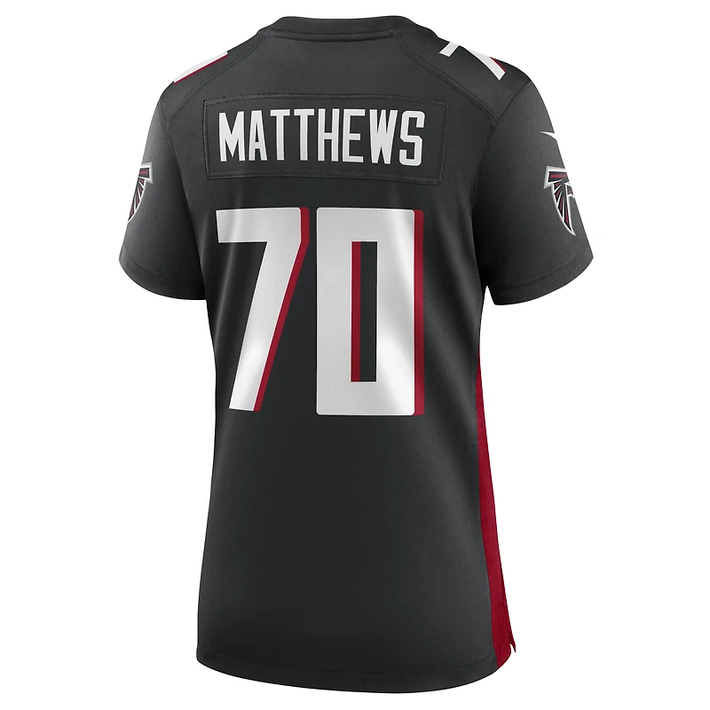 Maillot de match Nike Jake Matthews des Atlanta Falcons pour femme, noir