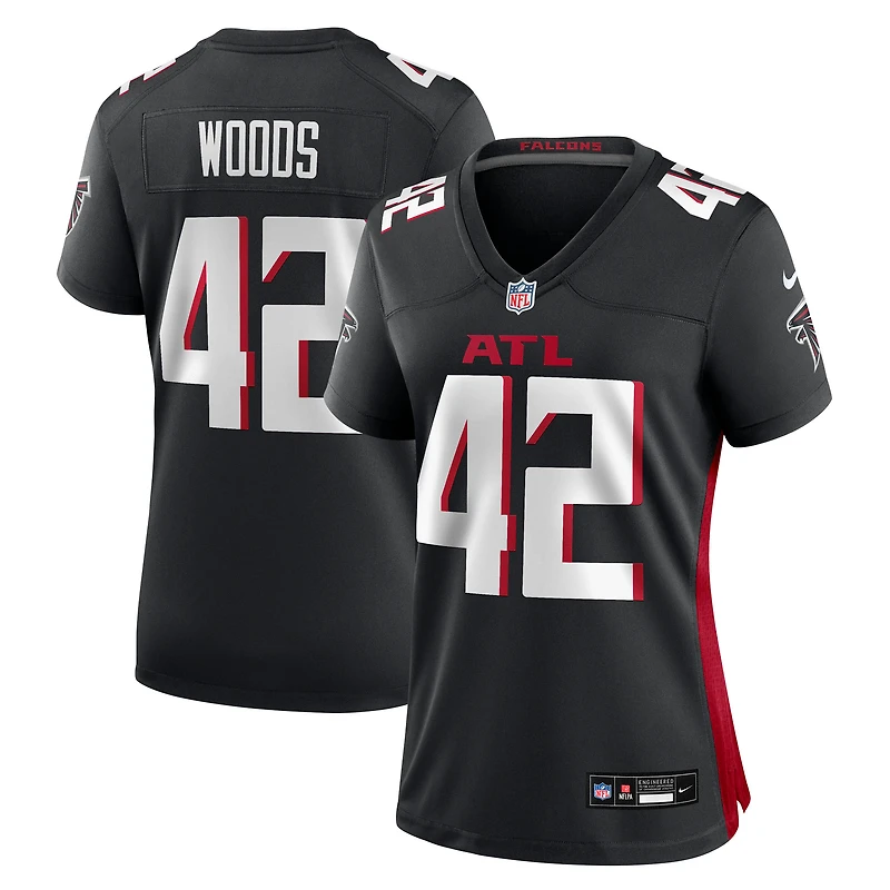 Maillot Nike Josh Woods noir pour femme des Falcons d'Atlanta
