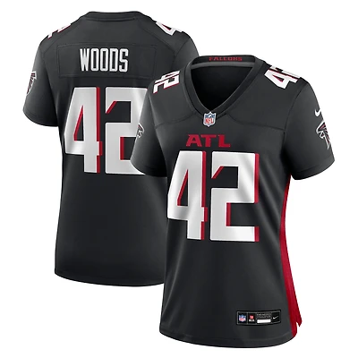 Maillot Nike Josh Woods noir pour femme des Falcons d'Atlanta
