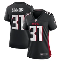 Maillot de match Nike Justin Simmons noir pour femme des Falcons d'Atlanta
