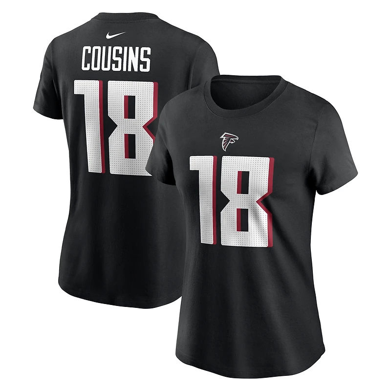 T-shirt avec nom et numéro de joueur des Atlanta Falcons Nike Kirk Cousins ​​​​pour femme noir