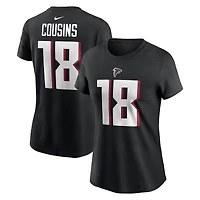 T-shirt avec nom et numéro de joueur des Atlanta Falcons Nike Kirk Cousins ​​​​pour femme noir