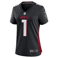 Maillot de match des Falcons d'Atlanta Nike numéro 1 Bride pour femme, noir
