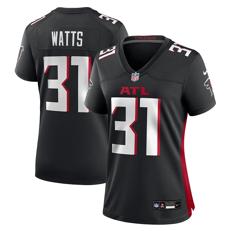 Maillot Nike Xavier Watts noir pour femme des Falcons d'Atlanta