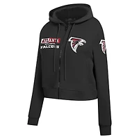 Sweat à capuche zippé logo fendu Pro Standard noir pour femme des Falcons d'Atlanta
