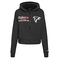 Sweat à capuche zippé logo fendu Pro Standard noir pour femme des Falcons d'Atlanta