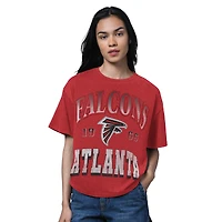 T-shirt surdimensionné rouge chiné pour femme des Falcons d'Atlanta, membre du Temple de la renommée