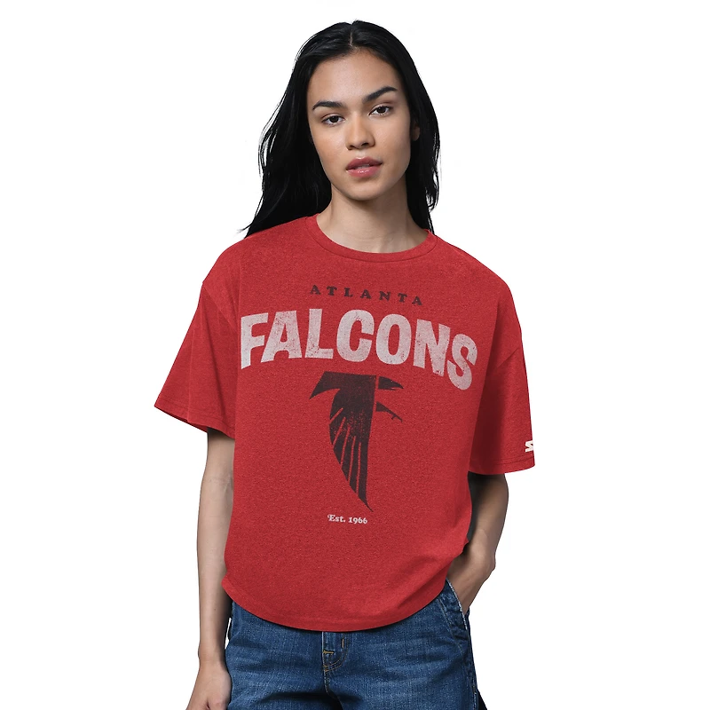 T-shirt court rouge pour femme, collection rétro des Falcons d'Atlanta de 1966