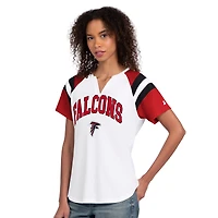 T-shirt à col cranté Starter blanc pour femmes, Atlanta Falcons Game On
