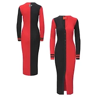 Women's STAUD Black/Red Atlanta Falcons Shoko Knit Button-Up Sweater Dress