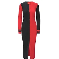 Women's STAUD Black/Red Atlanta Falcons Shoko Knit Button-Up Sweater Dress