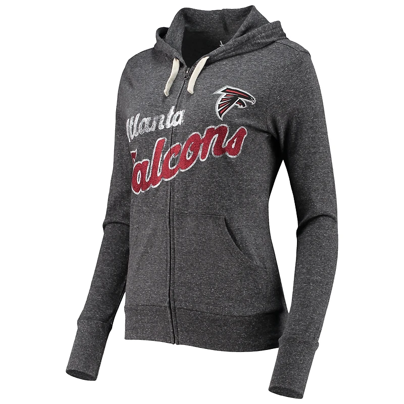 Veste à capuche en trois mélanges entièrement zippée pour femme Atlanta Falcons All American Touch noire